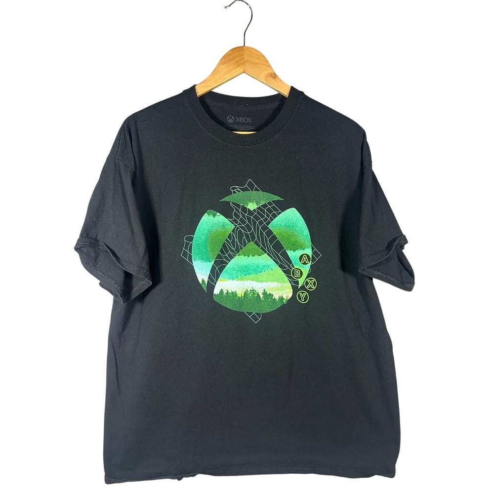 Xbox Landscape Graphic‎ T Shirt Men's XL Black Short Sleeve Gaming